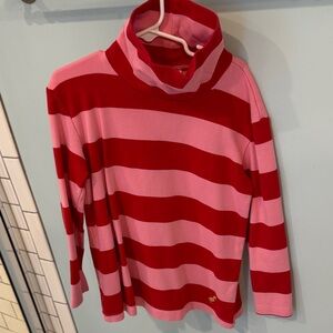 TBBC Red and Pink Striped Turtleneck Top